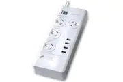 Power Board 4 Way Outlets Socket 4 Usb Charging Charger Ports w Surge Protector