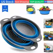 Collapsible Colanders Space-Saving Kitchen Strainers, Grade Silicone with Handle