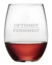 Susquehanna Glass Set of Four 21oz Optimist/Pestimist Stemless Glasses