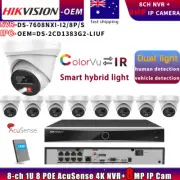 Hikvision OEM 4K Smart Light Color IP Camera+DS-7608NXI-I2/8P/S NVR Systems Lot