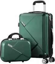 2Pcs Luggage Set with Trolley Bag Travel Suitcase Set Green