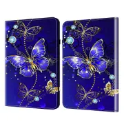 For Samsung Galaxy Tab A9 Crystal Pattern Leather Case Butterfly