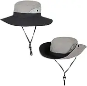 JUNMIN Women's Summer Korean Fashion Fisherman's Hat with A Ponytail, Outdoor Sunscreen Sun Hat, Big Eaves Sun Hat (Color : Gray)