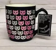 Cobwebs & Cauldrons Pink & Silver Cats Halloween Mug