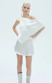 [ILA.] Libby Fringed Satin Mini Dress