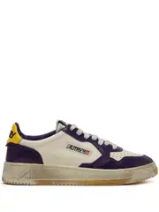 [Autry] Autry-Autry In Pelle Bianca E Viola Con Effetto Consumato-Donna 35 IT