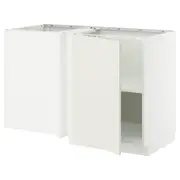METOD corner base cabinet with shelf, white/Veddinge white, 128x68x80 cm