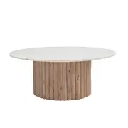 [James Lane] Hanno Coffee Table White Marble & Wood