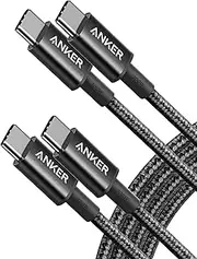 Anker USB C charger cable (6ft 100W, 2Pack), USB 2.0 type c charger fast charging for iPhone 15 / 15Pro / 15Plus / 15ProMax MacBook Pro 2020, iPad Pro 2020, iPad Air 4, Samsung Galaxy S23+/S23 Ultra