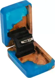 RWA Engagement Ring Box for Proposal - Premium Slim Ring Boxes Epoxy Wood - Jewe