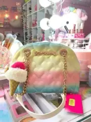 Betsey Johnson Split Decision Dome Rainbow Satchel Purse Ice Cream Cherries NWT
