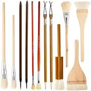 12Pcs Ceramic Glaze Brush Set,Pottery Glaze Brushes Acrylic Watercolor for Drawing Artists Painting Students Kids Adults As Shown