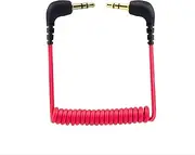 for DJI Mic Camera Audio Cable 3.5mm TRS, Dual 3.5mm TRS Male Coiled Right Angle Audio Cord Adapter for DJI Mic 1/2 for VLOG