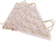 12pcs Christmas Linen Banner Burlap Pennant Banner Burlap Flag Banner Wedding Decoration Bunting Hessian Wedding Banner Lace Banner The Banner Triangle Decorate