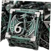 Hollow DND Metal Dice Set Role Playing Games Dice with Gift Box, Black Green
