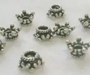 15 PIECES (7.5 PAIRS) STERLING SILVER STAR BALI BEAD CAPS TO FIT 6mm BEADS NEW