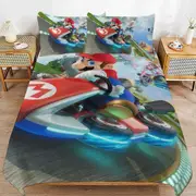a1420 Super Mario Duvet Cover Set, 3 Piece Bedding Set 86x70" Double Sided Printing Decorative Comforter Cover Set (1 Duvet Cover + 2 Pillow Shams)" j