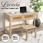 Levede Table Wooden Console Table Set With Storage Drawers Laptop Desk 105X55CM