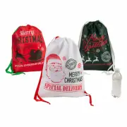 Large Santa Drawstring Bags, Christmas, Apparel Accessories, 3 Pieces