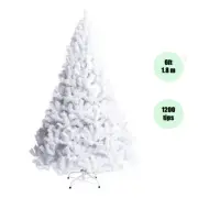 6FT 1.8M White Christmas Tree Xmas Decoration 1200 Tips Metal Stand Frame