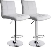 Leopard Modern Square PU Leather Adjustable Bar Stools with Back, Set of 2, Coun