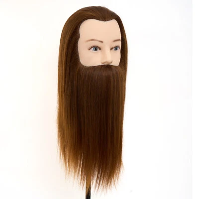 Male Mannequin Head with 14" 100% Human Hair Haircut Training Head Table Clamp