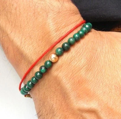 green eilat gemstone beads 14k rose gold bracelet natural round king Solomon new