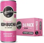 Remedy Kombucha - Organic Sparkling Live Cultured Drink - No Sugar Raspberry ...