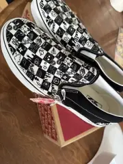VANS Slip-On Shoes Doodle Checkerboard Black And White NWT Men’s Size 11