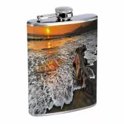 Sunset Beach Driftwood Em1 Flask 8oz Stainless Steel Hip Drinking Whiskey