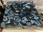 18x18 Blue agate coffee side table, square agate table for interior living decor