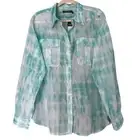 Lauren Ralph Lauren Tie Dye Buton Front Blouse Women's XL Teal Silk Blend NEW