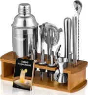 KITESSENSU Cocktail Shaker Set Bartender 17pieces-Silver, Silver Cobbler - 15