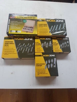 Workzone router counter sink drill bit sets 6 kits tools
