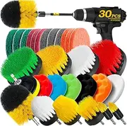 Holikme Brush Attachment Drill Set, 30 Pieces Brush Attachment Cordless Screwdriver Brush Drill Brush, Powerful Drill Brush, Cleaning Brush for Rims/Tiles/Kitchen/Floors/Car/Bathtub