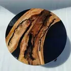 Black Epoxy Round Table, Epoxy Table, Walnut Epoxy River Table, Custom Made Top