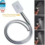 3 Mode Switch Button Massage Spray Square Hand Held Shower Head with Hose Chrome