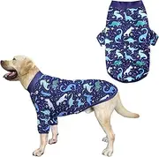 PriPre Dog Navy T Shirts with Universe Dinosaur Pattern Printed Pet Shirt Softable Pajamas for Large Dogs (XL, Navy)