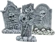 Yardwe Halloween Skull Graveyard Tombstones Memorial Statue Christian Cross Decor