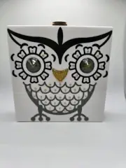 Rara Avis by Iris Apfel Bold White and Black Owl Clutch, Resin