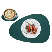 Placemats and Coasters, 5"+17.7" Silicone Washable Table Mats, Green