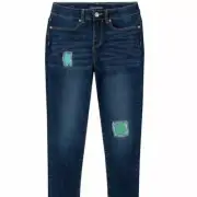 Calvin Klein Kids' Big Girl Sequin Repair Skinny Jeans In Dusk Size 14 NWT $45
