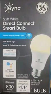 GE Soft White Direct Connect Dimmable Smart WiFi LED Bulb A19