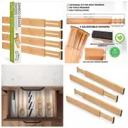 Bamboo Drawer Dividers, Adjustable & Expandable Kitchen Drawer Organizer, Ideal
