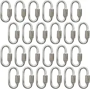 Qjaiune 24Pcs Quick Links Stainless Steel D Shape Locking Carabiner