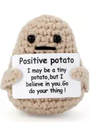 Mini Funny Knitted Wool Potato Toy with Positive Card Creative Cute Crochet Doll