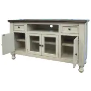 60 Ivory Solid Wood Open shelving Distressed TV Stand
