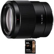 Sony FE 35mm F1.8 Large Aperture Full-Frame E-Mount Prime Lens with 64GB Card