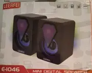 Mini Computer Speakers for PC Phones w Light 3.5mm Input Volume Control USB New