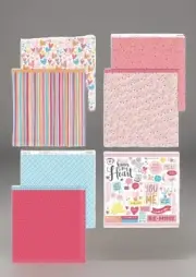 CTMH SMITTEN 12” x 12” Dual Sided Printed Paper 6 Sheets & Sticker Sheet